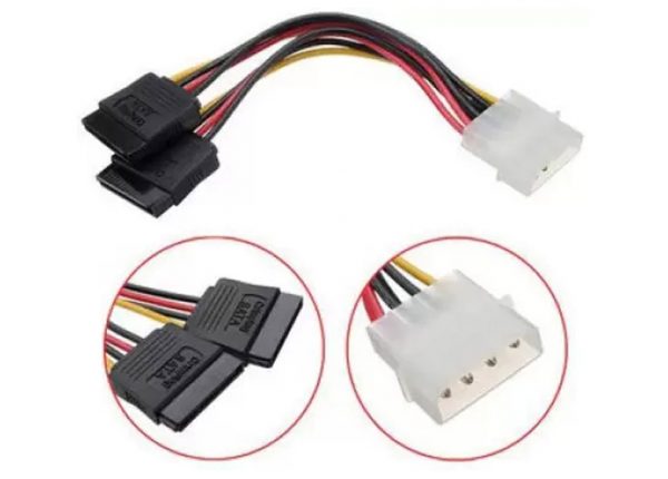 Electrical Wire Harness IDE 4 Pin Male to 15 Pin Dual SATA