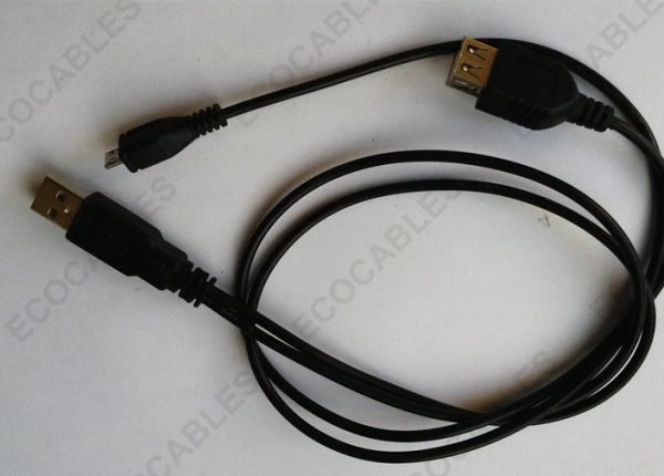 USB A Male To A Female Mini 5P USB Data Power Splitter Cable1