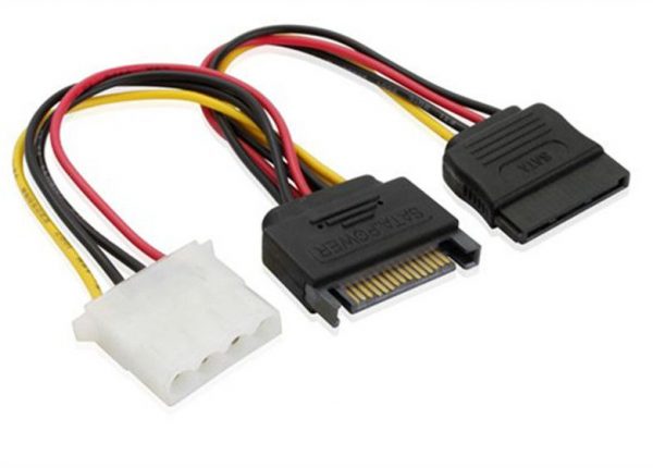 SATA 15 pin Male to 4 pin Molex & 15P Male Signal Cable